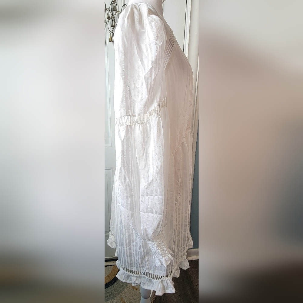 House of Harlow 1960 X Revolove Maxine Mini Dress Women's L Eggshell Puff Sleeve - Picture 6 of 15